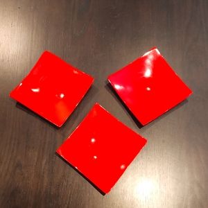 Red set of 3 snack or serving plates